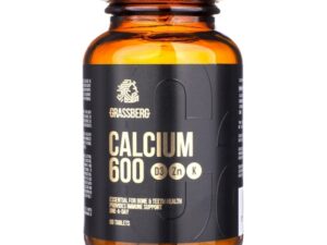 Grassberg Calcium 600 mg, D3, Zn, K, 60 Tabs | Calciu cu Vitaminele D3, K + Zinc